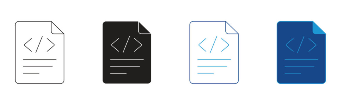 Code documentation icon set, vector illustration.
