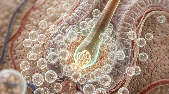 Exosome research breakthrough laboratory environment scientific illustration microbiology high-resolution discovery