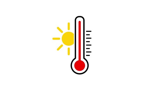 Animated Red Thermometer Icon. Red Thermometer High Temperature Rise Animation with Alpha Channel.