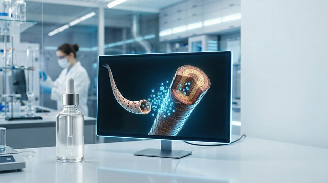 Exosome research breakthrough laboratory environment digital illustration scientific innovation high-tech viewpoint
