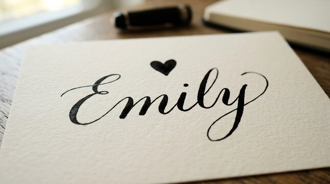 Emily name written in elegant black calligraphy on paper