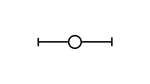 Customizable range slider bar knob vector icon illustration with editable stroke for user interface design, featuring adjustable line weight and thin line style for professional web dashboard apps.