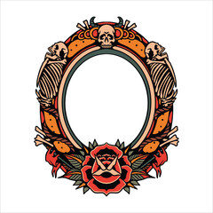 Obraz premium skulls frame tattoo vector design