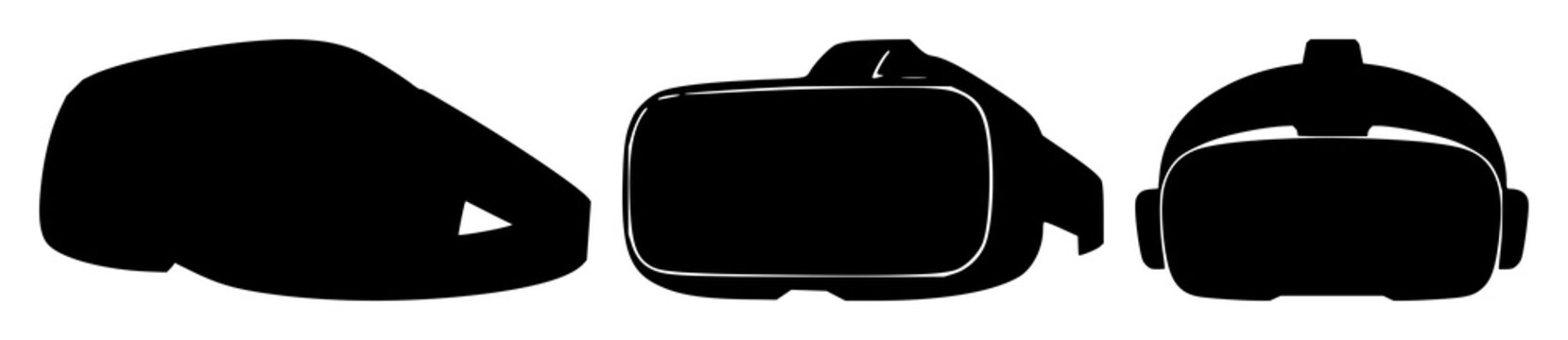 Mixed reality portal icon set with solid black fill and simple digital design featuring virtual reality, augmented reality, and metaverse with cyberspace and immersive technology