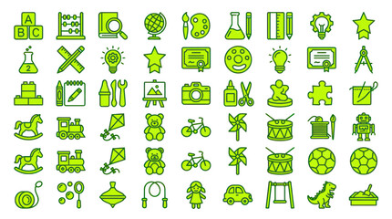 Education and Play Icons: Learning, Creativity, Toys, and Childhood Fun © Lilis