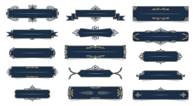 Elegant Ornate Labels and Banners Set - Decorative Design Elements