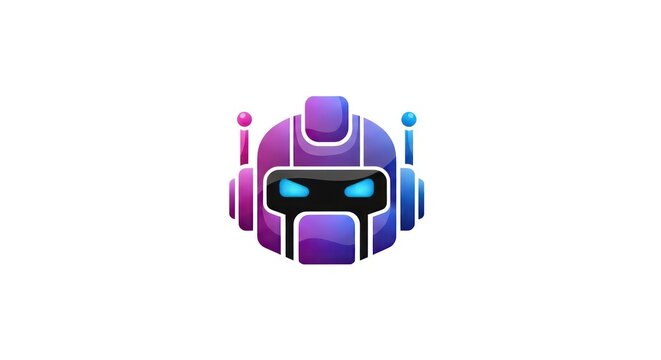 Robot Face with Glowing Blue Eyes.
