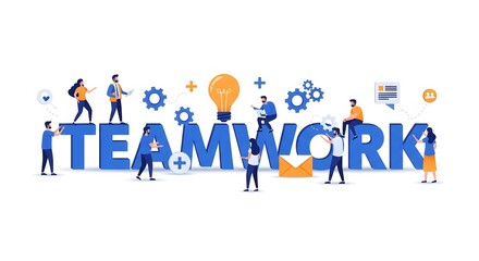 Fototapeta premium Teamwork concept with people working together