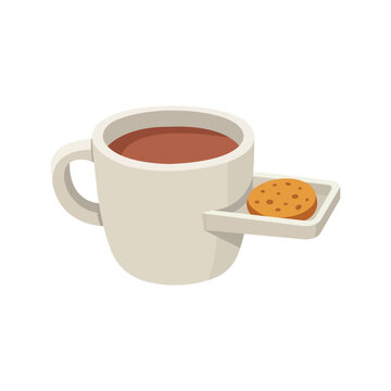 Creative coffee cup attached biscuit tray vector.