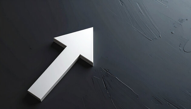 White arrow pointing up on dark textured surface