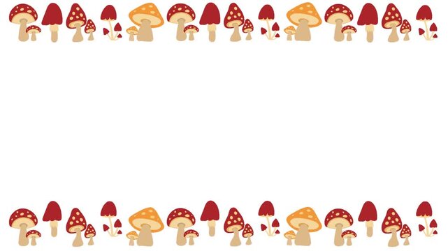 Mushroom toadstool organic plant decoration motion border background