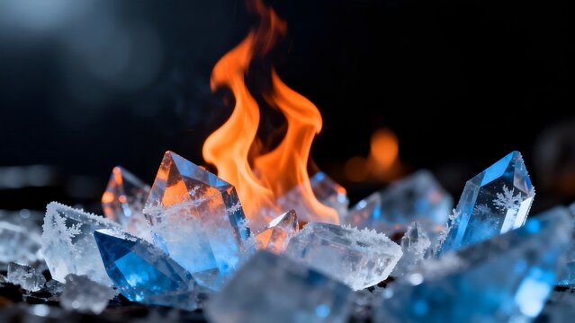 Ice crystals with fire