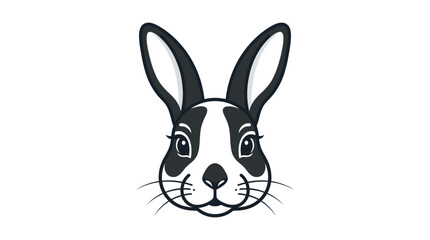 Obraz premium Cute Black and White Rabbit Face Illustration, Cartoon Style