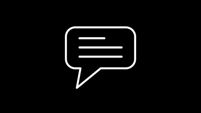 Chat Message Line Icon Animation. Text Message Animated Outline Icon, Chat Bubble Line Animation.