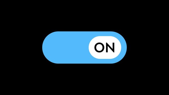 Turn On and Off Switch Animation on Black Background.