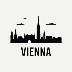 Fototapeta premium Vienna Skyline Silhouette Black Vector Illustration With City Name
