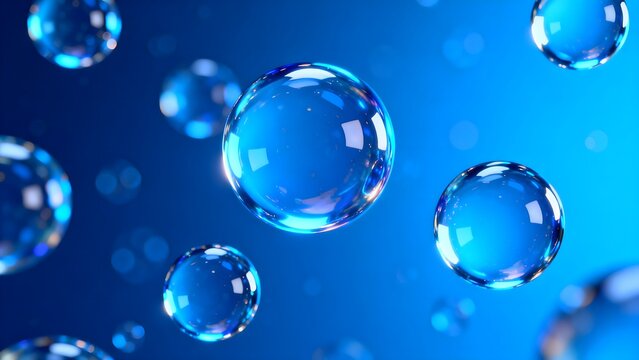 Floating transparent blue bubbles