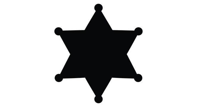 sheriff star badge silhouette symbol law enforcement authority six pointed black
