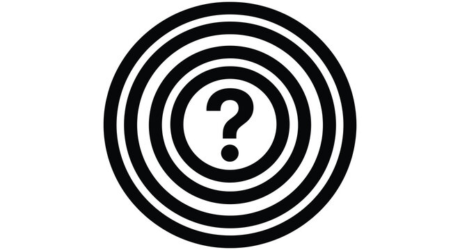 question mark within concentric circles silhouette black white graphic symbol