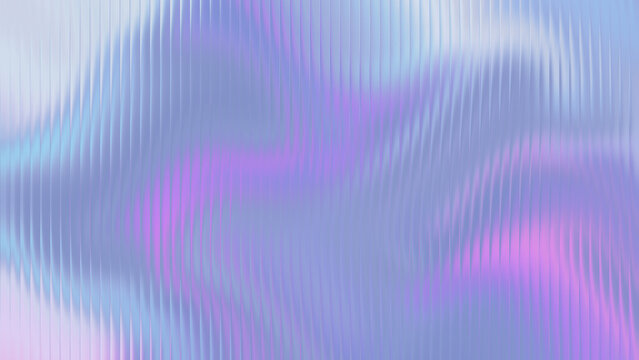 Iridescent pastel waves with vertical ribbed texture during soft ambient light diffusion for digital design backgrounds