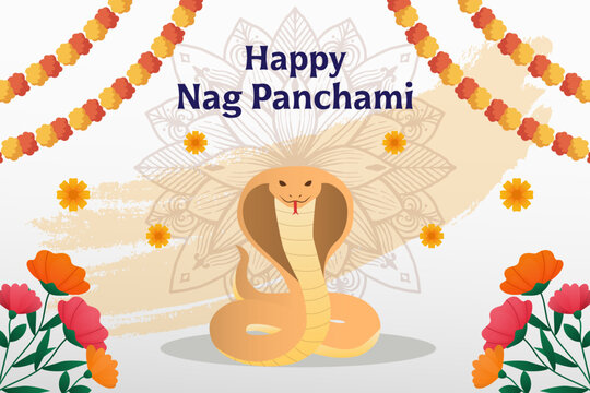 happy nag panchami background illustration in gradient style