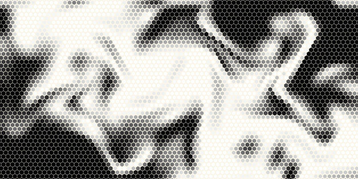 Hexagon Shapes Vector Abstract Geometric Technology Oscillation Wave Isolated on Light Background. Halftone Hex Retro Simple Pattern. Minimal 80s Style Dynamic Tech Wallpaper