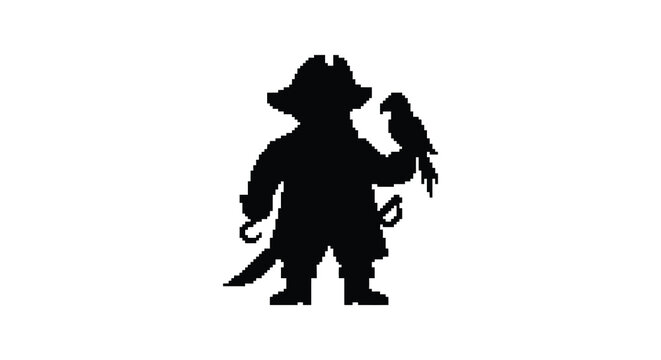pirate with parrot silhouette sailor seafarer adventure exploration treasure sea