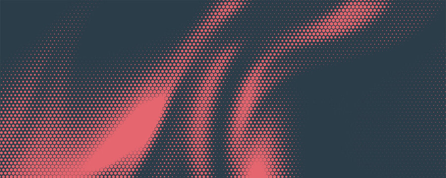 Hexagon Shapes Vector Red Abstract Geometric Technology Retrowave Sci-Fi Texture Isolated on Light Background. Halftone Hex Retro Simple Pattern. Minimal 80s Style Dynamic Tech Wallpaper