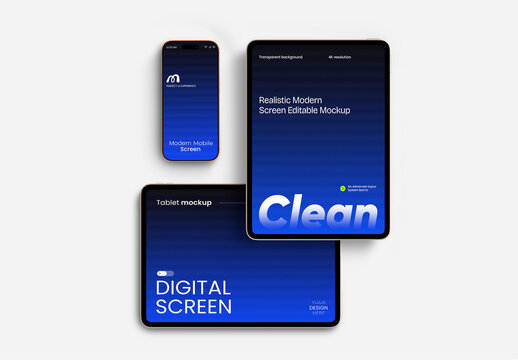 Realistic Smartphone and Tablet Device Screen Mockup