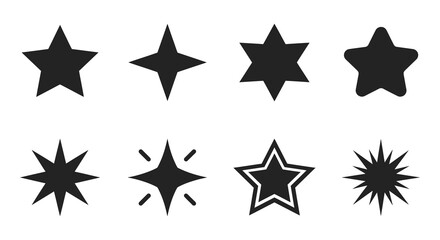Fototapeta premium various star shapes in silhouette black white background geometric pattern