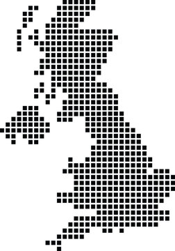 Square Dotted Pixel Map of United Kingdom UK Great Britain Country Silhouette Icon
