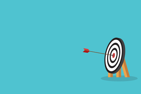 Arrow hits center. Business challenge failure and success concept.	