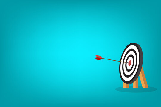 Arrow hits center. Business challenge failure and success concept.	