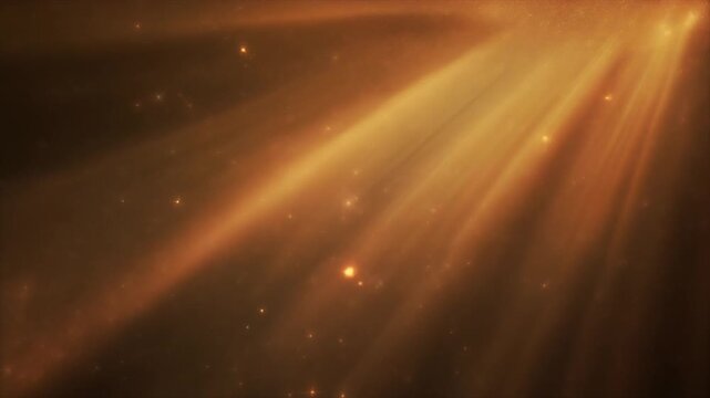 Warm leak rays bending inside cosmic haze with shimmering dust and deep atmospheric motion