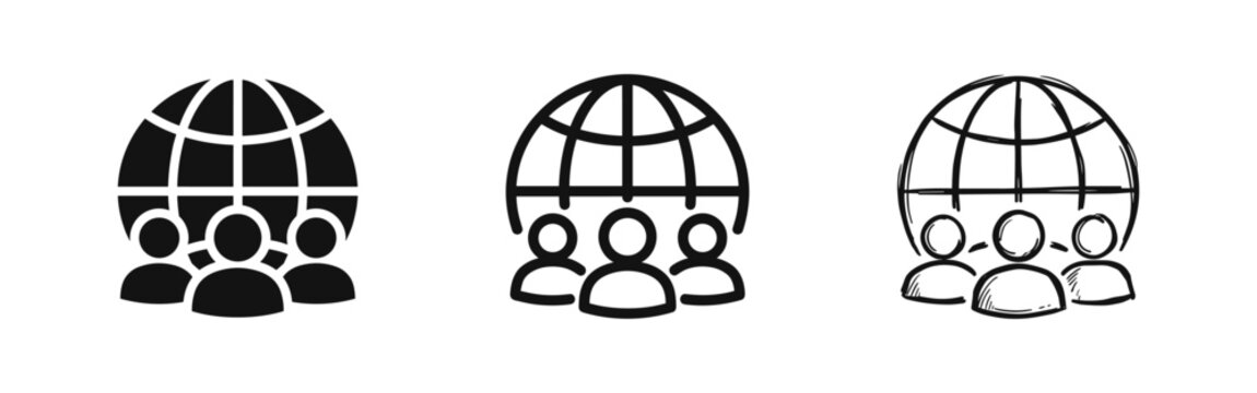 Global community and international team icon set