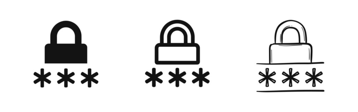 Padlock and password icon for cybersecurity and data protection concept