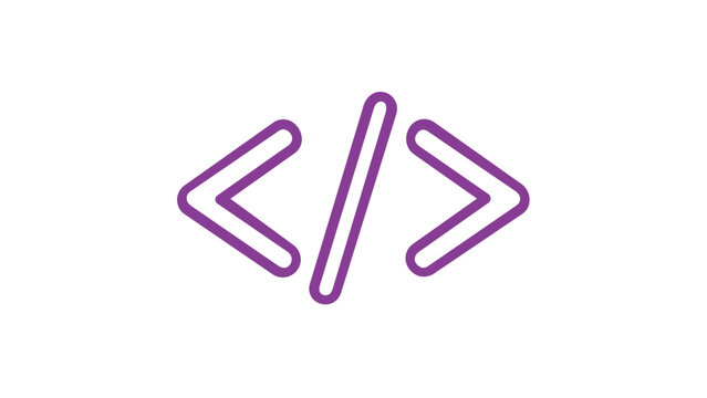 Professional vector icon of programming code brackets symbolizing software development, web engineering, and digital script coding for technology and computer science application illustration.