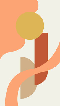 Composici&oacute;n abstracta con formas org&aacute;nicas y geom&eacute;tricas en colores c&aacute;lidos