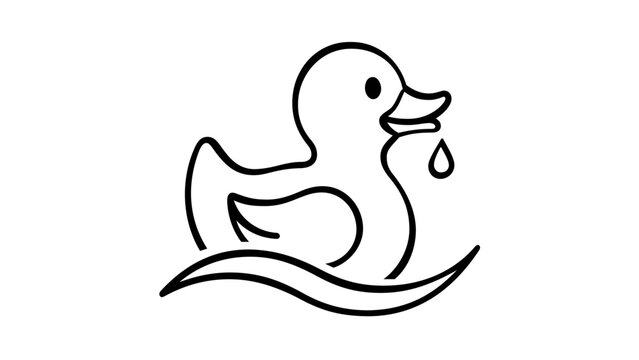 Classic yellow rubber ducky vector icon illustration floating on blue water for bathroom play, infant bath time, and childhood joy. Clean minimalist flat design element for toy shop and branding.