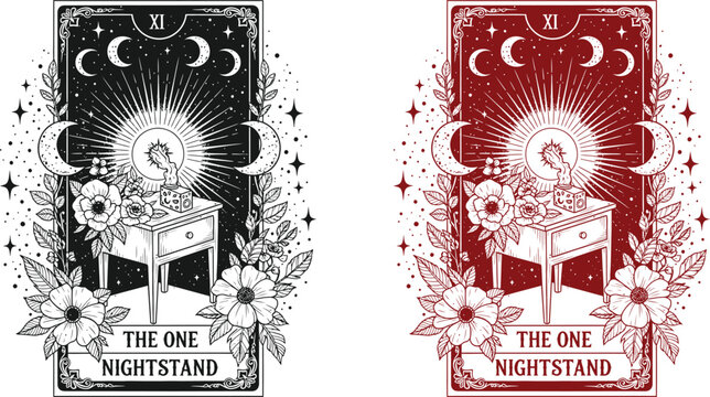 Funny skeleton halloween tarot card design the one nightstand