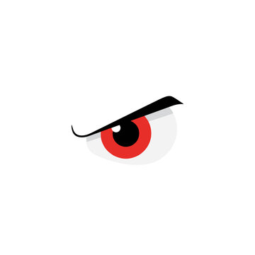 Stylized graphic of a furious red eye with a dark, determined, and watchful expression
