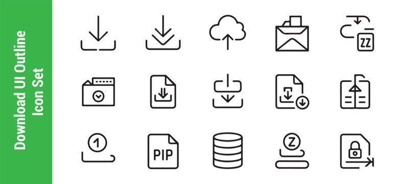 Download ui outline icon set for professional software developers and digital interface designers.