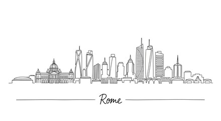 Obraz premium Stylized minimalist line drawing of a modern city skyline representing Rome's architectural diversity