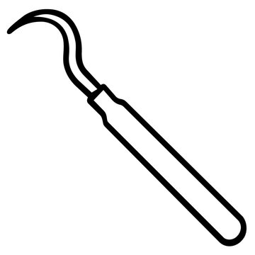 Sharp Dental Explorer Probe Instrument Vector Icon Illustration, Minimalist Flat Line Design Symbol for Dentistry, Professional Dentist Tool Graphic Resource for Oral Health and Clinic Care.
