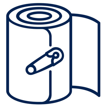 Medical rolled gauze bandage vector icon illustration for wound care first aid and surgical dressing supplies isolated on white background for healthcare clinics and pharmacy hospital use.