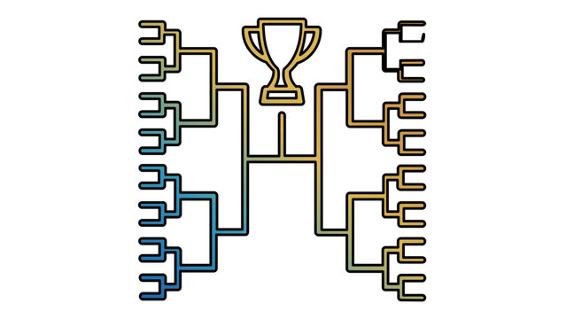 Global soccer world cup knockout stage bracket tree vector icon illustration, clear tournament play-off schedule diagram for sports competition tracking and event management organizations.