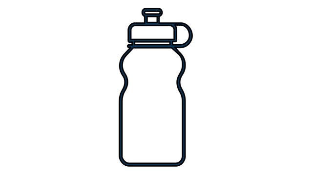 Squeeze sports water bottle line vector icon illustration for athletic hydration and exercise. Modern plastic drink container for football training fitness workout and healthy active lifestyle.