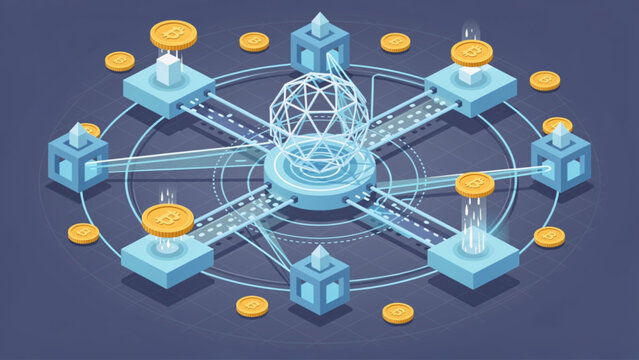 Digital Blockchain Network with Cryptocurrency Nodes.
