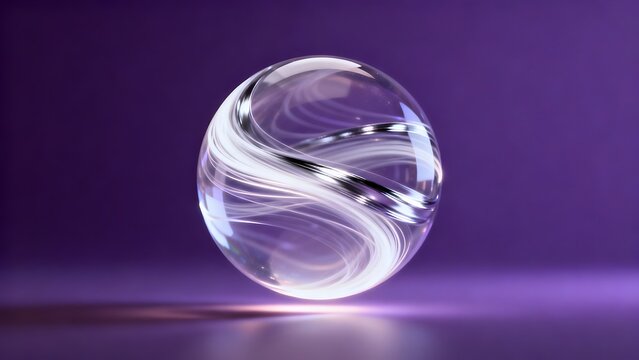 Transparent sphere with swirling patterns