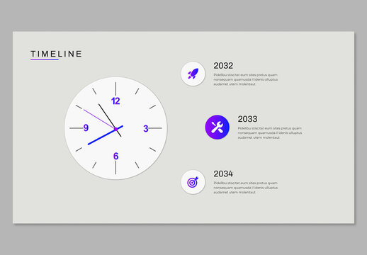 Creative Timeline Infographic with Clock Illustration for Business Growth and Project Planning